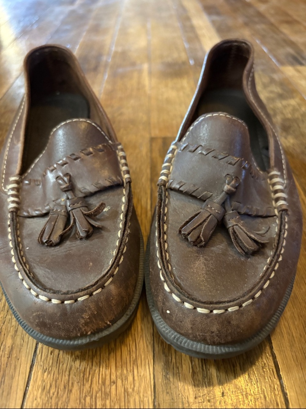 Faded Glory Brown Tassel Leather Slip-On Loafers